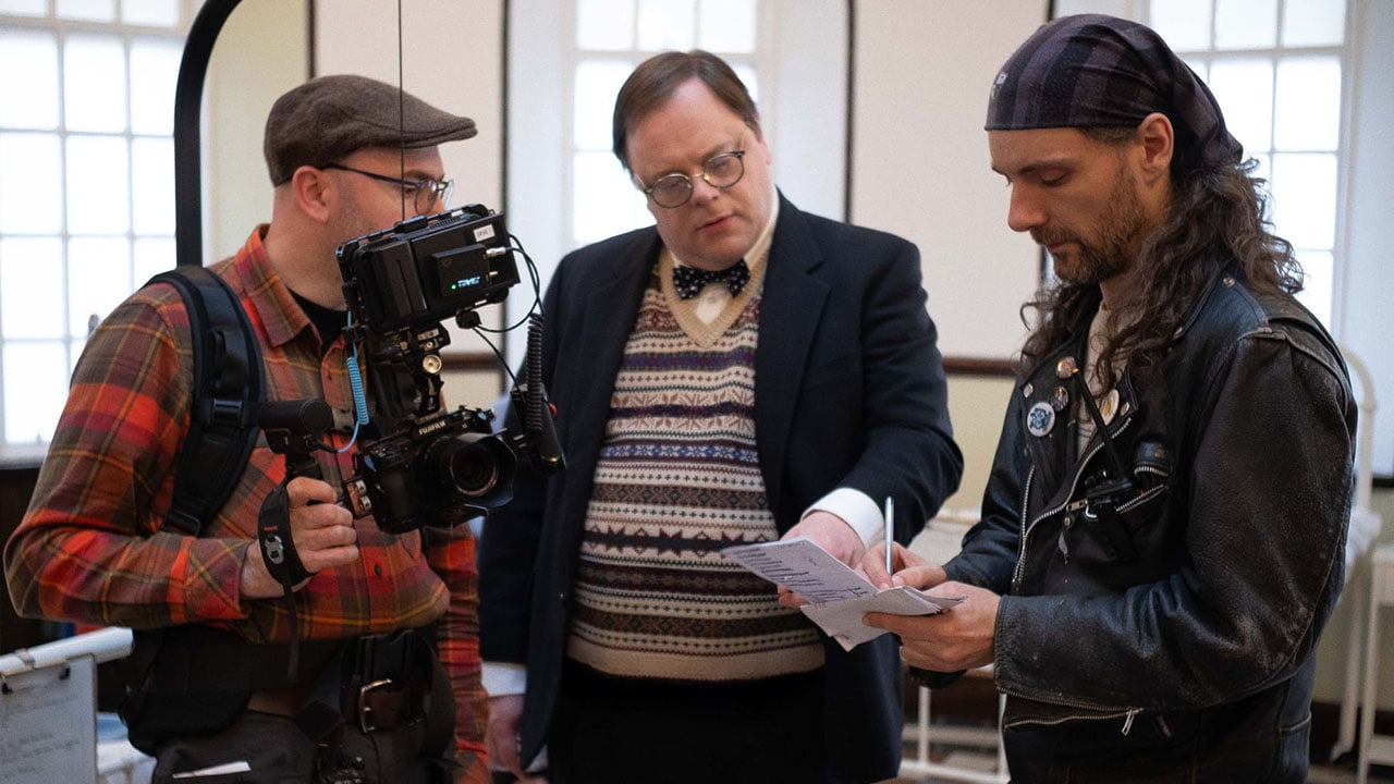 Lawrie Brewster working with the camera crew